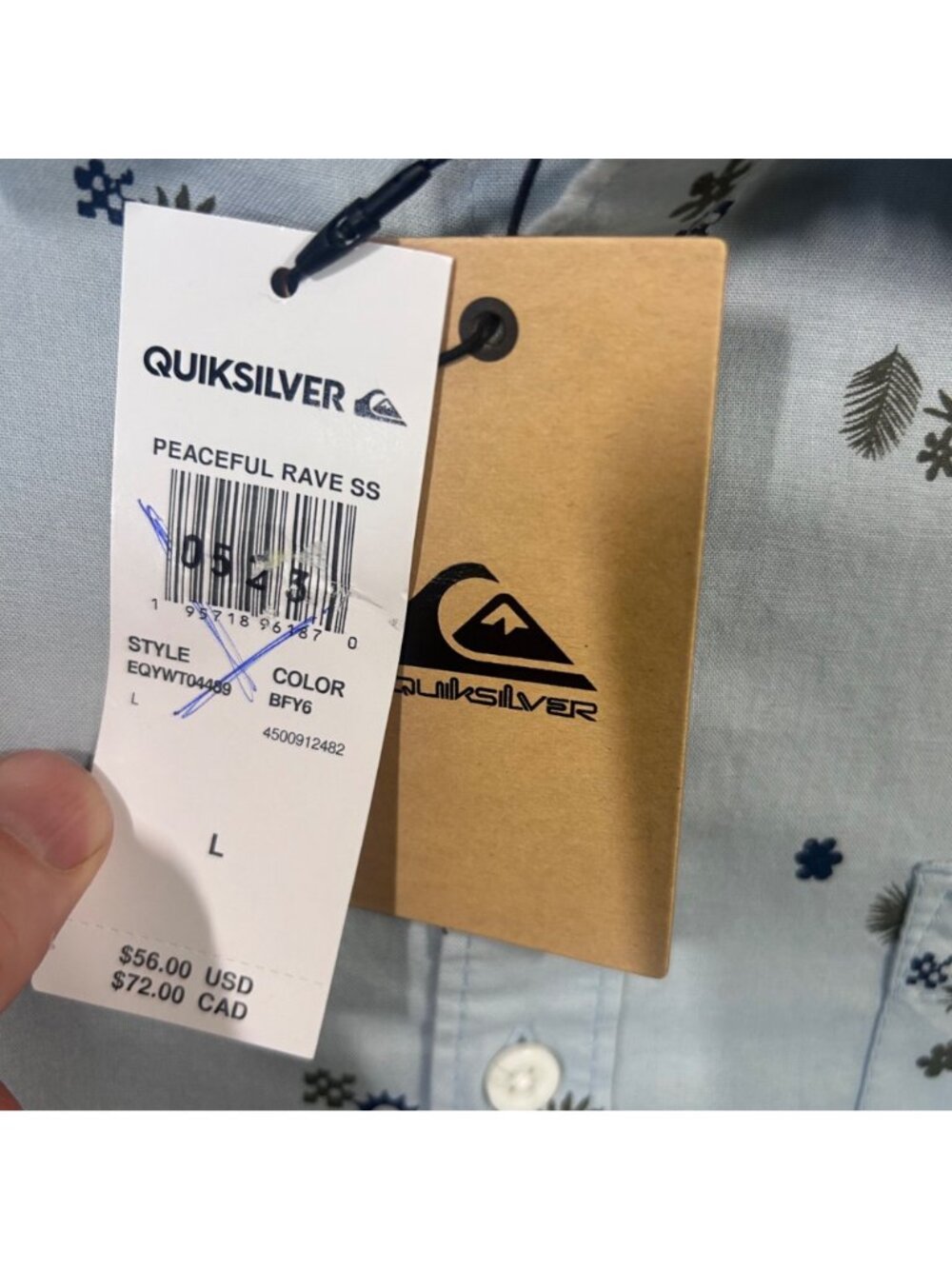 Quiksilver Peaceful Rave Short Sleeve (Celestial Blue) Mens L Short Sleeve NWT - Picture 10 of 13